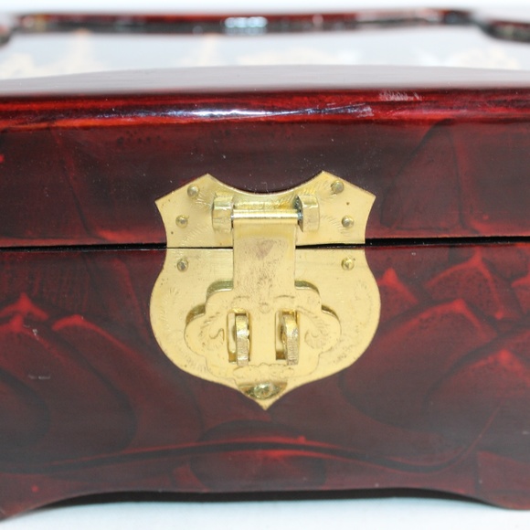 VTG Asian Pagoda Crane 3D Handcrafted Jewelry Décor Box #129 - Picture 8 of 8